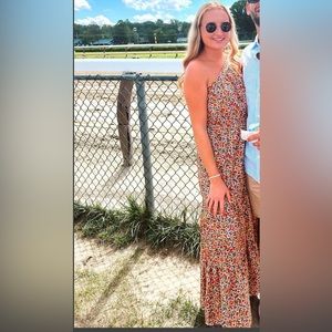 One shoulder floral dress